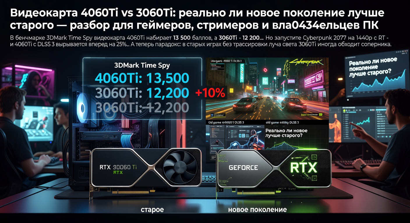Видеокарта 4060Ti vs 3060Ti: реально ли новое поколение лучше старого — разбор для геймеров, стримеров и владельцев ПК
