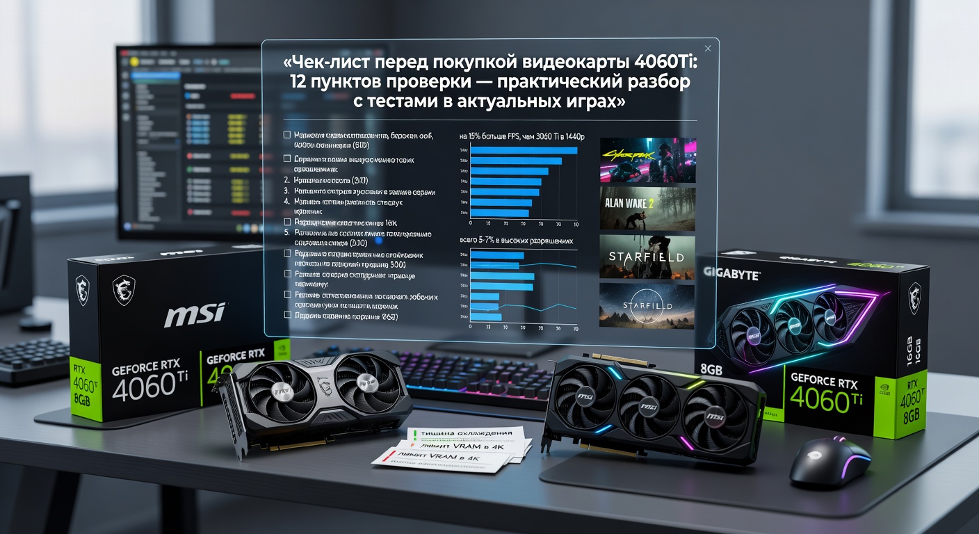 Чек-лист перед покупкой видеокарты 4060Ti: 12 пунктов проверки — практический разбор с тестами в актуальных играх